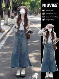 Early Autumn Winter 2025 New Womens High-End French Denim Dress Set Small Fragrance Style Mid-Length Skirt And Long Sleeve Top