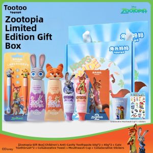 TUTOUMAMA | Bộ Quà Tặng Zootopia Kem Đánh Răng Trẻ Em Chống Sâu Răng Bàn Chải Đầu Lớn Son Dưỡng Môi