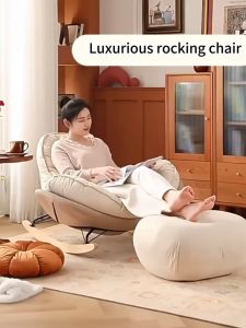 GOLD Lazy Sofa Rocking Chair with Footrest Can Lie Down and Sleep Single Person Recliner for bedroom Household Balcony Leisure chair摇摇椅