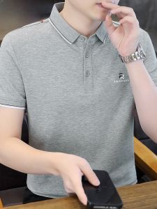 HENGYUANXIANG | Hengyuanxiang Silk Luster Pique Cotton Polo Shirt Short Sleeve Mens Summer Casual Turn-down Collar T-shirt Modern Style Top