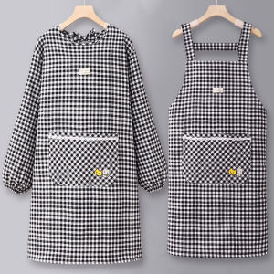 Pure Cotton Long Sleeve Apron Womens Kitchen Cooking Utility Vest Commercial Restaurant Special Work Uniform Anti-Dirt Home Use