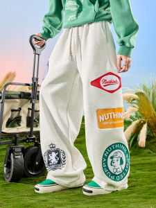 American Style Puppy Embroidery Fleece Sweatpants Men