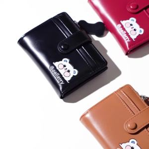 Baellerry | Ví Ngắn Hình Gấu Hoạt Hình Dễ Thương Dành Cho Nữ Nhiều Ngăn Đựng Thẻ Có Khóa Kéo Ví Đựng Tiền Xu Chất Liệu Da PU Nhẹ Thời Trang Thích Hợp Cho Du Lịch Dã Ngoại Và Đi Làm.