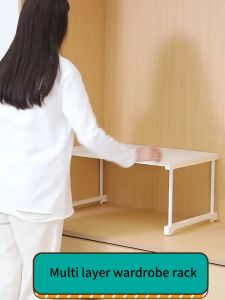 Closet Organizer Storage Stackable Cabinet Divider Organizer Retractable Cabenit Organizer Clothes Storage