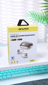 Awei TZ12 OWS Open Ear Earphones Bluetooth 5.4 Noise Cancelling Stereo Bass Ear Hook Earbuds Air Conduction Headphone with Microphone IPX4 Waterproof Comfortable Wear for Woman Men Running Sports Outdoor