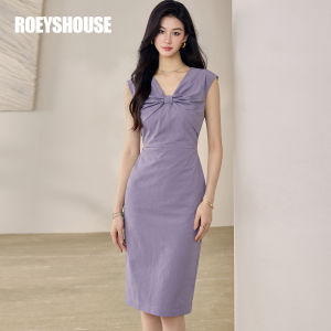 Roey s house | Sweet Bow Detail V-Neck Sleeveless Purple Dress