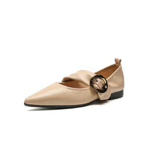 Reemoor | Soft Lambskin Pointed Toe Gentle Style Mary Jane Flats
