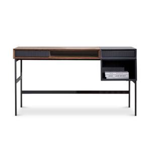Modern Office Computer Desk Designer Style Solid Black Walnut Wood Simple Vintage Home Study Desk with Metal Elements