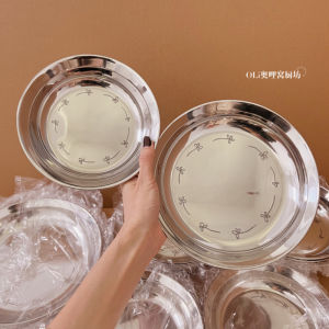 จานอาหารเกรดอาหาร 316 สแตนเลสหนา จานสำหรับเตรียมอาหาร จานกลม จานอาหารลึก จานกลมขนาดใหญ่ จานสำหรับใช้ในบ้าน