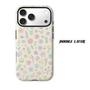 beige hand drawn floral Phone Case for iPhone 18 17 16 15 14 13 12 11 Air Pro Max Plus Double-layer Cover