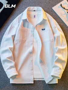 GLM Group Brand American Style Loose Long Sleeve Pure Color Shirt Jacket Men Casual High Sensation Teenage Pop Water Wash Cotton