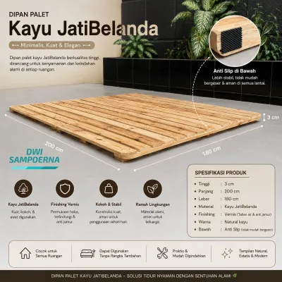 DIPAN LESEHAN PALET Kayu JatiBelanda Fitur Anti Slip Finishing halus Vernis Untuk semua Ruangan