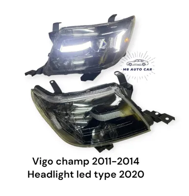ไฟหน้า Vigo Champ 2011 2012 2013 2014 โคมสีดำ ลายปี 2020 มีโลโก้ GR