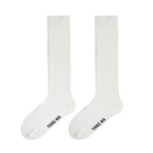 ถุงเท้ายาวครึ่งแข้งสีขาว YANGMA สำหรับผู้หญิง ถุงเท้ากระชับขา ทรง Mary Janes ทรงปกติ ความหนาปกติ ถุงเท้าฤดูใบไม้ร่วง ฤดูหนาว