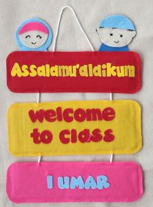 Warna dikirim random! Hiasan kelas assalamualaikum welcome to cllas custom nama handmade