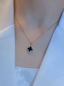 Kalung Wanita Korea Rantai Nori Liontin 2 Sisi Bolak Balik Hitam Putih & Kalung Titanium Import Premium