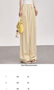 Dopamine Checkered Wide Leg Casual Thin Womens Pants High Waist Loose Long Trousers Summer New Arrival Commute Style