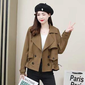 2023 Plus Size Autumn Winter Coat Korean Loose Short All Match Plain Long Sleeve Trench Coat For Women