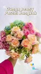 bunga peony Pastel Bangkok / tanaman artifical bunga plastik peony 10 kuntum / bunga peony pastel