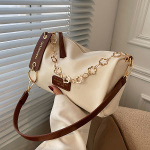 Fashionable Chain Strap Womens Crossbody Bag Versatile Shoulder Bag Pillow Shaped Handbag Soft PU Leather Casual Bag