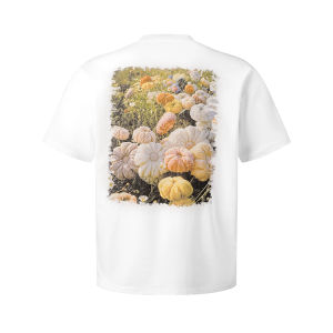 Wehoney Fuzzy Flower Gradient Print Cotton T-shirt round Neck Short Sleeve Youthful Summer Casual Wear Digital Text Lettering