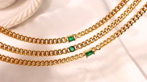 Reverie Paris Vintage Emerald Necklace Bracelet Couple Fashion Accessories For Women Men Christmas Gift