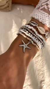 【COD】7Pcs/Set Faux Pearl Decor Bracelet Bohemian Style Beach Vibe Shell Jewelry Woven Bracelet
