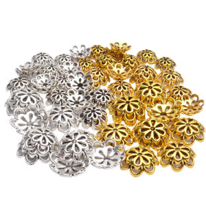 50/100/300Pcs Double Flower Bead Caps Metal End Cap Vintage Silver Gold Spacers DIY Bracelet Necklace Earrings Jewelry Crafts