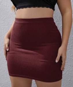Plus Size Mini Skirt Knitted Skirt Plus Size - SWEAT SKIRT