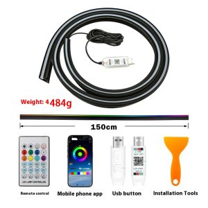 Automotive decoration light strip colorful acrylic front windshield soundproofing strip ambience light no wiring App control
