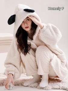 JIALEFEN | Winter Fleece Flannel Thickened Pajama Set