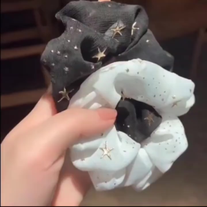 AIDA Scrunchie Big Hair Tie Ring Star Print Starry Sky Headdress Elastic Donut Rubber Band Circle Rope 网纱星空发圈大肠圈