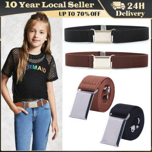 Kids Elastic Belts Boy Girl Adjustable Elastic Canvas Waistband Stretch Waist Belt With Buckle Student Belt Neutral Belts Kids Toddler Belt Elastic Stretch Adjustable Belt for Boys and Girls with Silver Square Buckle Belt for Jeans Dresses Pants