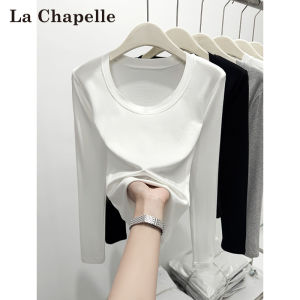 La Chapelle | Womens Long Sleeve Round Neck White T Shirt Slim Fit