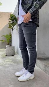 Steigen Celana Denim Soft Jeans Stretch Smoke Gray Wash