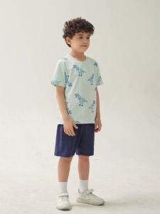 Bộ cộc tay cho bé trai Bigfox Miss Meow mùa hè vải cotton in khủng long size đại kiểu Hàn cỡ trẻ em 3911 tuổi 25kg 40kg 1924