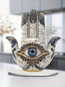 other | 1 Elegant Eye-Shaped Decor With Blue And Gold Pattern Design - Symbolizing Protection And Vision Suitable As Home Gift2D Flat