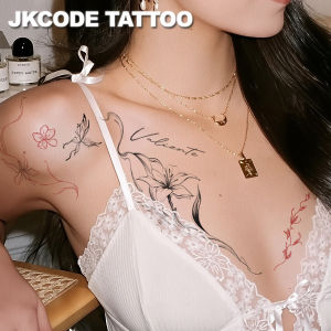 การออกแบบที่เรียบง่ายรอยสัก-Y2Kอุปกรณ์เสริมแฟชั่น-สีดําสีแดงLily Tattoo-มือวาดสไตล์-ผู้หญิงมือและเท้ายาวนานสติกเกอร์รอยสักกันน้ํา-ElegantทนทานTATTOO Artสําหรับ 3-5 วัน
