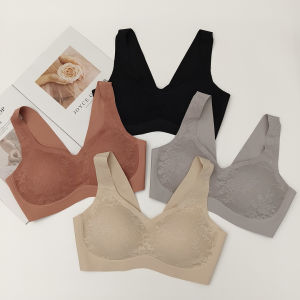 ญี่ปุ่นพรีเมี่ยมไร้รอยต่อ สปอร์ตบรา ไม่มีแหวนเหล็ก ลูกไม้ ลายดอกไม้ปิดตะขอที่มองไม่เห็นชุดชั้นในที่สะดวกสบายสําหรับหญิงสาว