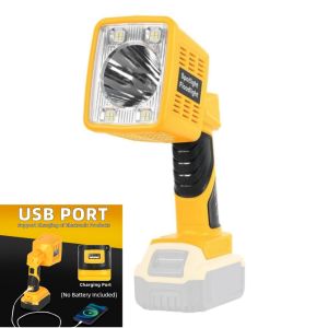 16W 1600LM Cordless LED Work Light for DeWalt 20V USB Port 90° Pivoting Head Camping Fishing Car Repair (No Battery)