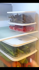 Refrigerator Freezer Storage Box With Breathable HolesLock Freshness Food-Grade BPA-Free Plastic Stackable for Space-Saving Kitchen Storage Design for Organized Kitchen Storage