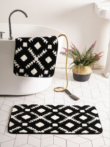 Nordic Geometry Bathroom Mat Door Mat Water Absorbent Entrance Carpet Bedroom Door Mat Anti Slip Pad Home Use Rug Floor Mat