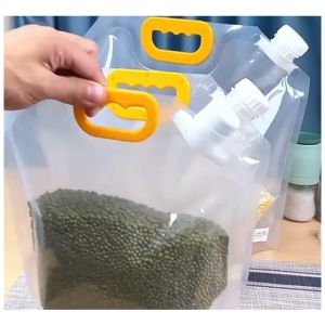 Túi thực phẩm ngũ cốc hạt gạo dầu dấm túi pet trong suốt có tay cầm nút vặn kín bảo quản nguyên liệu đồ ăn nhà bếp-ESTLA