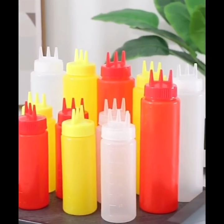 Ketchup Squeeze Bottle Plastic Condiment Squeeze Squirt Bottles 3 Hole