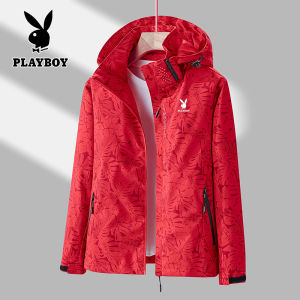 PLAYBOY Popular Men and Women with Camouflage Custom Couple Coat Hooded Outdoor Mountaineering Thin Waterproof Travel Coat