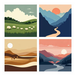 HUACAN 4PCS Sunset Scenery Pattern Hand Drawn Digital Oil Painting Set Paint By Number Ideal For Home Decor Creative Hobby