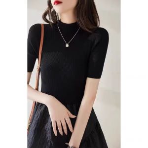 ชุดเดรสสีดำยาวทรงเอเอวสูงแขนยาวสไตล์ฮับก็อตสไตล์ฝรั่งเศสสำหรับผู้หญิงในฤดูใบไม้ร่วงและฤดูหนาว