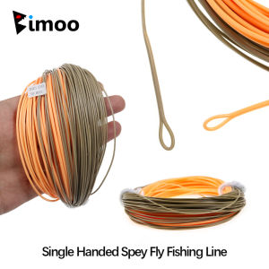 1 Pack Single Handed Spey Fly Fishing Line WF1F-8F 90ft with 2 Welded Loops Peach/Camo Fly Line Fishing Cord