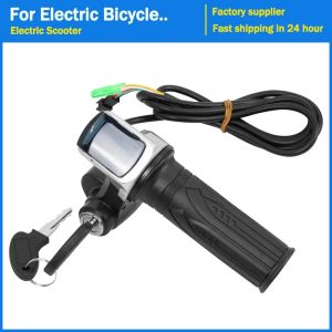 Throttle Grip with Key Lock Power Indicator with LCD Display 36V 48V 60V Electric Scooter E-bike Handle Accelerator Accessories