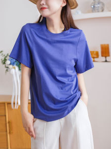 XIAOER | Áo Thun Sơ Mi Cổ Tròn Dễ Thương Tay Ngắn Bằng Cotton Sang Trọng